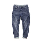 Jean bleu décontracté en relief pour hommes de grande taille, pantalon en denim de printemps